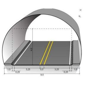 Tunnelprofil T9,5 er lagt til grunn for utformingen. <i>Illustrasjon:  Norconsult/Agder fylkeskommune</i>
