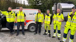 NCC har i juni gjennomført tester av arbeidstøy med AI-teknologi hos denne asfaltgjengen i Trøndelag. <i>Foto:  NCC</i>