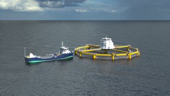 GODKJENT: Ocean Farming med Salmar i ryggen installerer Ocean Farm 1 i Frøyhavet utenfor Sør-Trøndelag i løpet av året. Den halvt nedsenkbare merden har en diameter på 110 meter og måler 68 meter i høyden. Foto:  Salmar/Ocean Farming