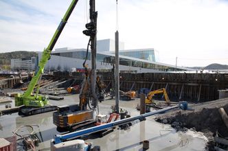 Prosjektet hadde store problemer med vann i byggegropa. Bilde: Mona Strande