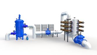 Illustrasjonen viser et BWT-system fra Optimarin. Filtre fjerner 80 prosent av organismene i vannet mens UV-belysning tar knekken på resten av alt levende materiale i vannet.