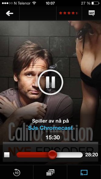 KonklusjonSmarttelefonen eller nettbrettet kan brukes til andre ting mens du spiller av på Chromecast. Selve streamingen gjøres av dingsen selv.