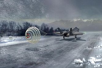 Bremseskjermen er nødvendig for å kunne operere kampflyene med is- og snødekte rullebaner og i kraftig vind. Foto: Lockheed Martin