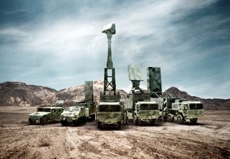 Saabs bakkeradarfamilie består av Giraffe 1X (fra venstre), Arthur, Giraffe AMB, Giraffe 4A og Giraffe 8A. Illustrasjon: Saab