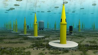 Første av sitt slagSlik ser Seabased for seg at en ferdig bølgekraftpark vil se ut under vann.