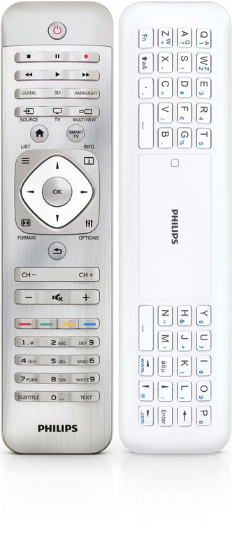 Strålende 3D-opplevelserFjernkontrollen er utstyrt med qwerty-tastatur på baksiden.