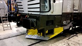 Den nyutviklede plogen til Vectron-lokomotivet. Foto: Siemens/SHT