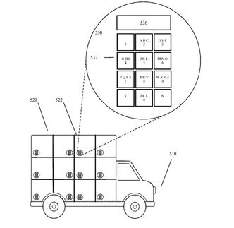 Google har fått patent på en selvkjørende lastebil for utkjøring av varer. Foto: USPTO/Google Inc.