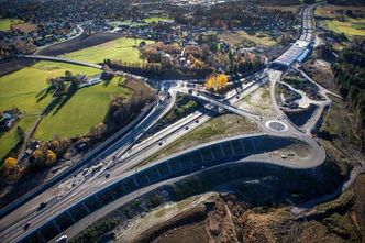 Natvallkrysset slik det så under byggingen av det i 2013. Foto: For Statens vegvesen, Jarle Foss