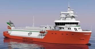 Hybrid havbruksfartøy - med LNG-motor og batteridrift. Foto: GKP