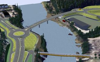 Slik vil den nye brua over Lågen sør for Bølgen ved Teknologiparken, bli seende ut. Foto: Statens vegvesen