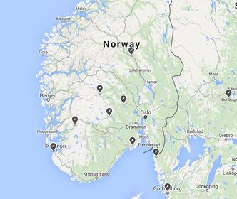 Teslas Destination Charger-nettverk er bygget ut på en håndfull hoteller i Sør-Norge. Foto: Skjermdump