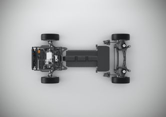 Drivlinjen på en elbil basert på CMA-plattformen. Foto: Volvo