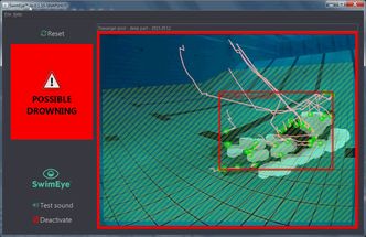 Rødt lys: Et objekt har ligget på bassengbunnen I mer enn ca. 10 sekunder og alarmen utløses. Foto: Davo AS