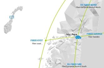 I dag går det fire seperate fiberkabler igjennom Rana som drives av Telenor, Ventelo, Kystfiber, AC Nett, Altibox og Helgelandskraft. Foto: Arctic Circle Data Center