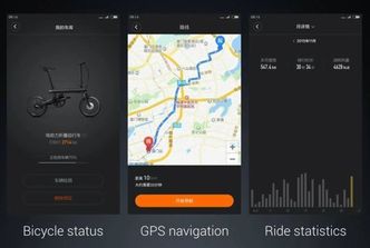 Egen app: Mi Qicycle har bluetooth og kan kobles til smarttelefonen slik at eieren kan sjekke sykkelstatus, antall kjørte kilometer og GPS-navigasjon. Foto: Xiaomi/Iriding