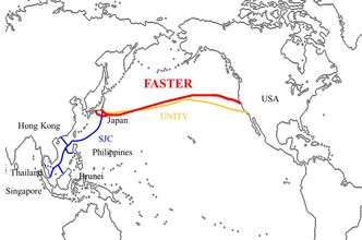Faster-kabelen (rød linje) følger omtrent samme trasé som den eksisterende Unity-kabelen. Foto: Nec