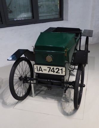 En 1921-modell Slaby-Beringer Elektrowagen, utstilt på Deutschen Technikmuseum i Berlin. Foto: 1971markus@wikipedia.de, CC-SA4.0