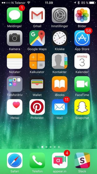 Sånn skjer hjemskjermen til Willassen ut.