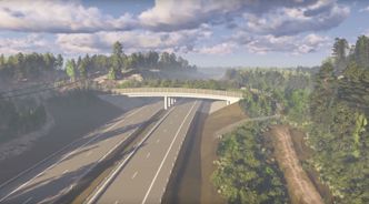 Brua, som skal være 64 meter lang og 32 meter bred skal være klar i juni 2018. Foto: Trafikverket