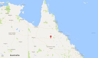 Her skal den ligge: Hybridparken vil ligge i et jordbruksområdet rundt 17 kilometer sørøst for sentrale Hughenden og 290 kilometer sørvest for Townsville i det nordøstlige Australia. Foto: Google Maps Bilde: Google Maps