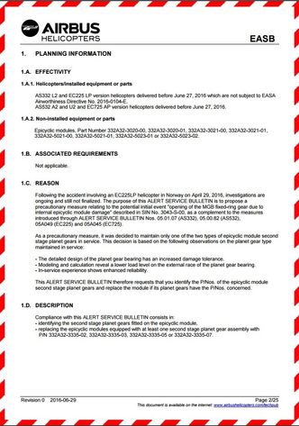 Deler av EASB-en som ble sendt ut etter den siste foreløpige havarirapporten i slutten av juni. Foto: Airbus Helicopters