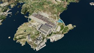 Pilotanlegget på Karmøy utgjør ikke mye av Hydros anlegg. Det er her tegnet inn midt på bildet. Foto: Hydro