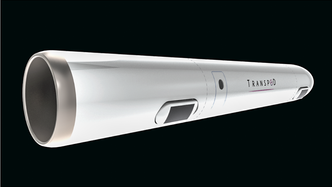 Kapsel: På tross av samme grunnidé, skiller de som utvikler Hyperloop seg fra hverandre i teknisk løsning. Mens Transpod vil bruke elektromagnetiske induksjonsmotorer for både levitasjon og framdrift vil Hyperloop One sveve på permagnetmagneter og bruke lineærpermanentmagnetmotorer til fremdrift. Foto: Transpod