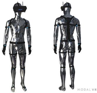 En «full-body tracking suit» er ekstrautstyr, og ikke nødvendig – men vil ifølge Modal VR gi bedre presisjon og mulighet til å registrere for eksempel håndbevegelser. Foto: Modal VR