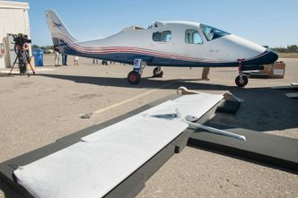 P2006T-flyet etter ankomst fra Napoli i sommer. Skroget skal nå til Scaled Composites i Mojave der det skal få nye vinger med integrerte elmotorer. Foto: NASA/Ken Ulbrich
