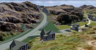 Mye av de 112 000 kubikkmetrene som skal sprenges ut mellom Tjong og Løvegapet skal tas fra den store skjæringen øverst på bildet. Foto: Statens vegvesen