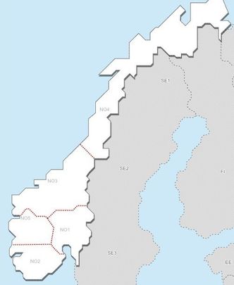 Norge er delt inn i fem prisområder for strøm. Nå varsles det stram kraftsituasjon i alle de tre sørligste områdene. Bilde: Statnett