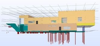 Det er en vesentlig høydeforskjell under det nye kulturhuset. Foto: JM