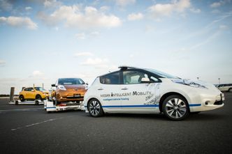 Nissan Leaf IVT demonsterer også at det er fullt mulig å trekke en tung tilhenger med en Nissan Leaf. Foto: NIssan