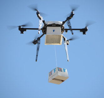 Leveringsdronene fra Flirtey leverte 77 pakker via lufta i Reno i USA i november. Foto: Flirtey/7-Eleven