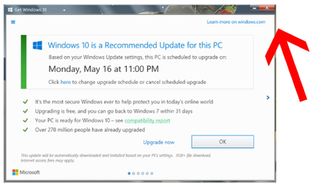 Stengte du dette vinduet sa du ja til oppgradering til Windows 10. Foto: Skjermdump