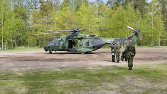 NH90 tilhørende den finske hæren. Helikopteret er bygget av Patria som Kongsberg eier halvparten av. Foto: Försvarsmakten/Puolustusvoimat