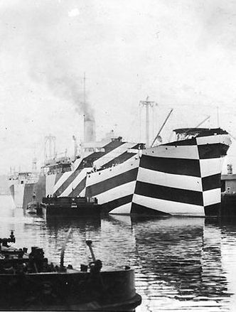 USS West Mahomet var et av skipene som hadde Dazzle-kamuflasje. Bildet er fra 1918. Foto: Naval History and Heritage Command