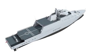 Helikopterdekk skal tåle opp til AW 101-størrelse. Hangarplass for 2 NH90. Foto: Forsvarsmateriell