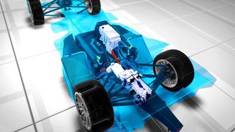 Drivlinjen til en Formel E-bil. Alle bilene har så langt bakhjulsdrift. Foto: FIA