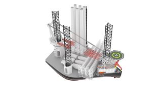 Formen på skipet gir stor kapasitet på dekkslast med plass til opp til seks turbiner, inkludert monotårn, naceller og turbinblader. Foto: Ulstein Design &amp; Solutions