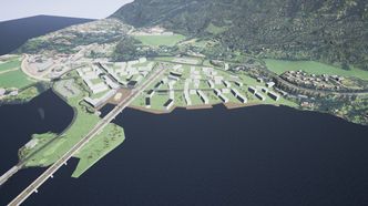 Ringeriksbanen skal bygges parallelt med ny E16 og gjøre Sundvollen til en del av Osloområdet. Foto: NAA