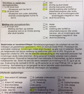 Her er varselet som gikk til Petroleumstilsynet. Den mislykkede gassventileringen ble ikke meldt inn.