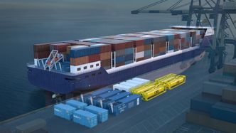 Containere på kaia, klar til å løftes om bord - etter behov og krav. Foto: Rolls-Royce