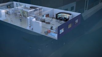 Bro, mannskapsrom og lugarer plassert i containere på akterdekk for ikke å ta opp verdifull plass til last. Foto: Rolls-Royce