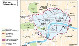 London Ultra Low Emission Zone ULEZ. Foto: Transport of London