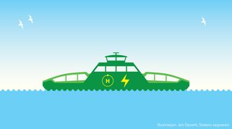 Symbolet for Statens vegvesens hydrogen-elektriske fergeprosjekt. Målet er å ha en fullt operativ ferge som bruer minst 50 prosent hydrogen til framdrift. Bilde:  Jon Opseth/Staten vegvesen