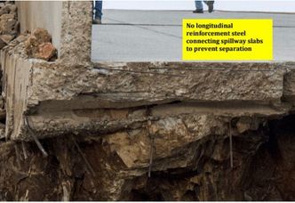 Rampens bunn er bygget opp av betongplater støpt i seksjoner, men armeringen mellom platene var utilstrekkelig. Foto: Robert G. Bea