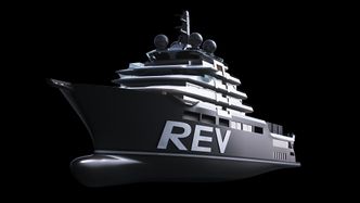 Forskningsskipet REV er under bygging ved Vard i Romania og slepes til Norge i august 2019. Bilde: Vard/Rosellinis Four-10