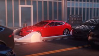 Bilene kjører om bord i en tunnel-slede på gateplan. Foto: The Boring Company